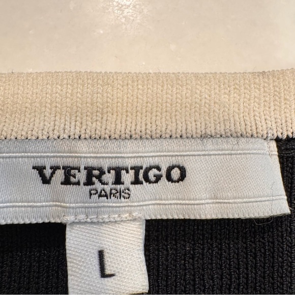 Vertigo Paris Black w/ White trim Beaded tank / tunic  top size large NEW - Picture 8 of 10